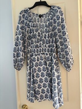 J. Crew Blue and White Paisley Print Dress